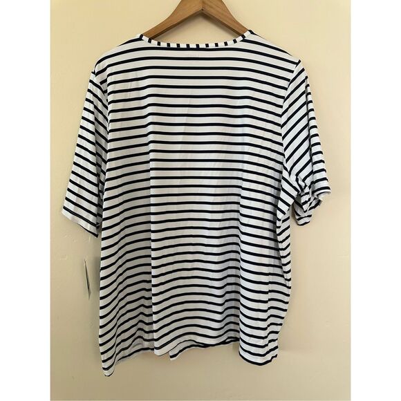 Lands End Elbow Length Blue and White Stripe Rash Guard Size 2X - Picture 5 of 5
